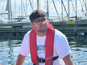Aryan Dadiala swimming in the Öresund Strait